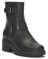 Lucky Brand Women's Migyn Buckle Round Toe Moto Lug Sole Booties