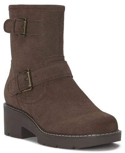 Lucky Brand Women's Migyn Buckle Round Toe Moto Lug Sole Booties
