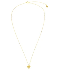 Cubic Zirconia Fluted Texture Heart Pendant Necklace in 14k Gold-Plated Sterling Silver, 16" + 2" extender