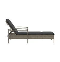 Sun Lounger Grey Poly Rattan, Powder-Coated Steel And over