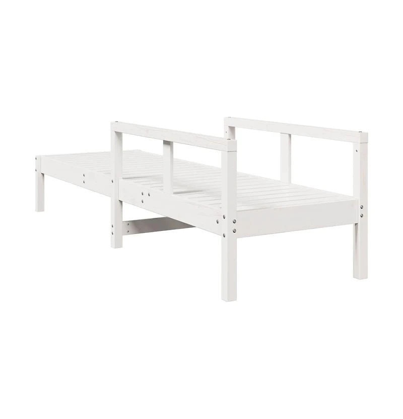 Sun Lounger White Solid Pine Wood 78.5x24.4x21.7 in