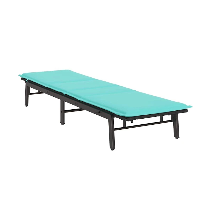 Sun Lounger with Cushion Black Poly Rattan