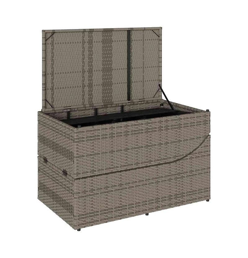 vidaXL Folding Sun Lounger Grey Pe rattan, powder-coated steel Standard