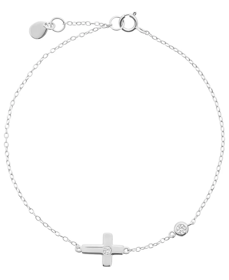 Macy's Cubic Zirconia Cross Bracelet (0.13 ct. t.w.) in Sterling Silver