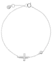 Macy's Cubic Zirconia Cross Bracelet (0.13 ct. t.w.) in Sterling Silver