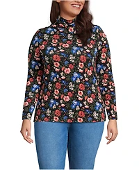 Lands' End Plus Lightweight Jersey Skimming Long Sleeve Turtleneck