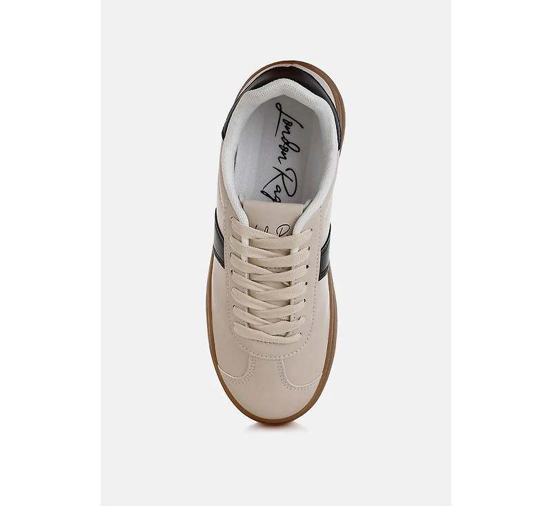 Knockout Faux Leather Lace-Up Sneakers Women