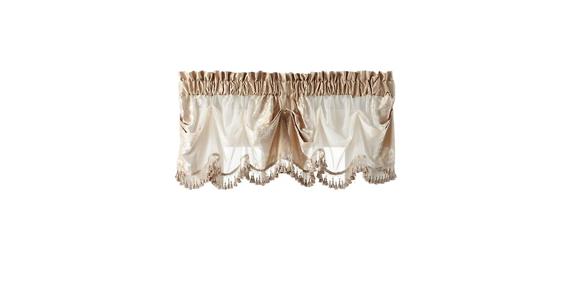 Kate Aurora Danbury Custom Austrian Embroidered Rod Pocket Window Valance Treatment - 54 in. W x 20 L, Cranberry