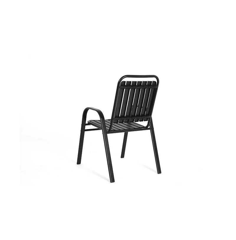 Chic Crate-5-Piece Steel Table & Plastic Chair Outdoor Dining Set - Black Weatherproof Patio Furniture for Garden, Backyard