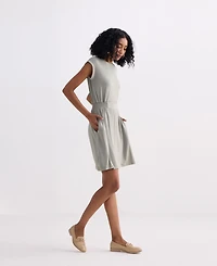 Reistor Women's Short Dress With Smocking Side Detail Light Olive