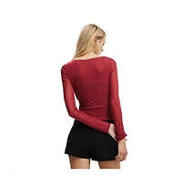 Cotton On Women's Ashley Mesh Long Sleeve Top