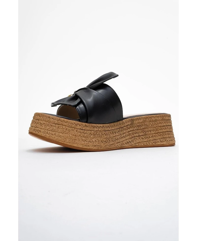 Prologue Shoes Shara Braided Bow & Bee Buckle Platform Sandal (Women)