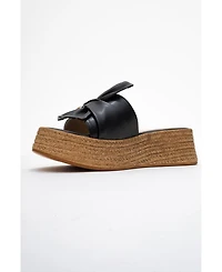 Prologue Shoes Shara Braided Bow & Bee Buckle Platform Sandal (Women)