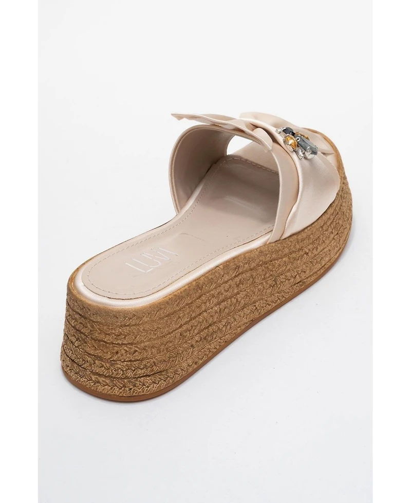 Prologue Shoes Shara Braided Bow & Bee Buckle Platform Sandal (Women)