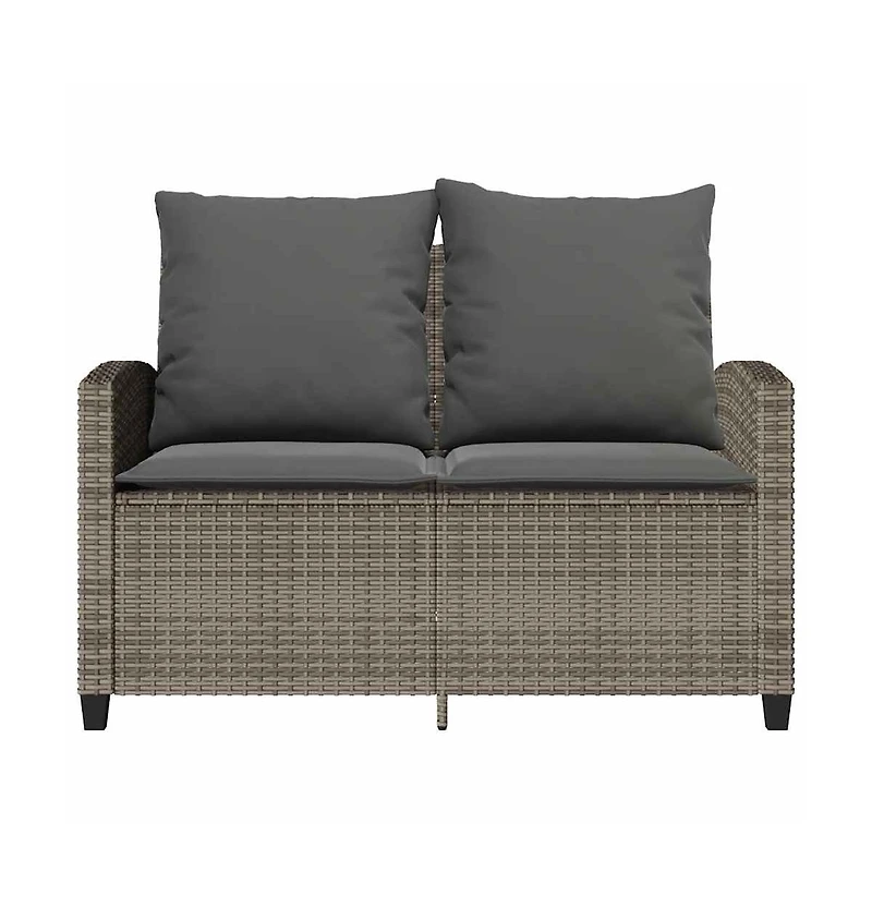 Garden Sofa Grey Pe rattan 2-Seater Water-resistant materials
