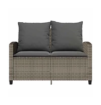 Garden Sofa Grey Pe rattan 2-Seater Water-resistant materials