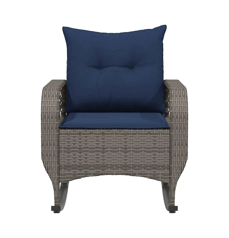 Patio Rocking Chair with Cushions Gray Poly Rattan