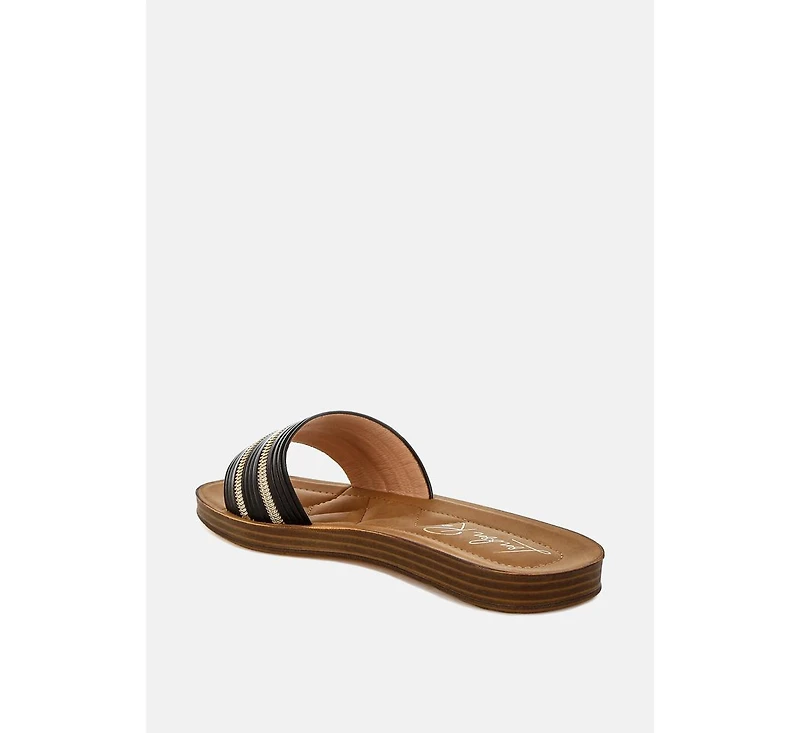London Rag Zosaya Faux Zipper Detail Slip Ons Sandals Women
