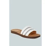 London Rag Zosaya Faux Zipper Detail Slip Ons Sandals Women