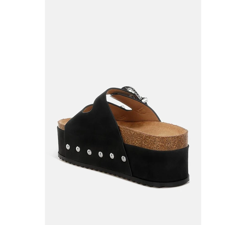 London Rag Zaphod Faux Leather Flatform Slip Ons Women