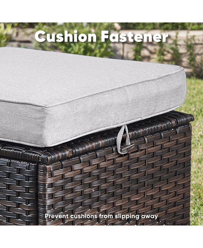 Gymojoy ArcLine Pe Wicker Outdoor Patio Ottoman with Olefin Cushions