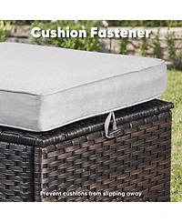 Gymojoy ArcLine Pe Wicker Outdoor Patio Ottoman with Olefin Cushions