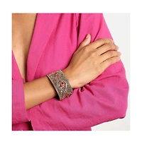 Sohi Women's Gold Embellished Leather Bracelet