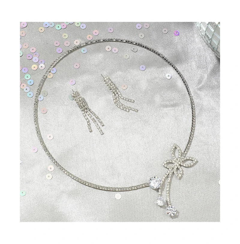 Sohi Women's Silver Bling Butterfly Necklace