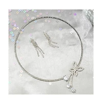 Sohi Women's Silver Bling Butterfly Necklace