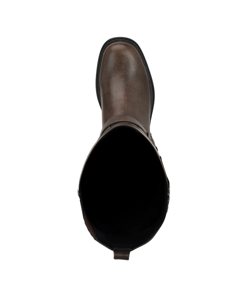 Guess Women's Lynnie Wide Calf Tall Buckle Moto Lug Boots