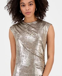 Connected Women's Metallic Jersey Ruched Sleeveless Gown
