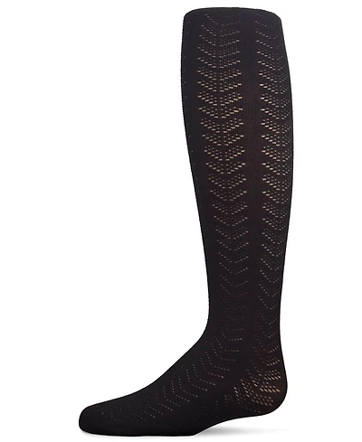 MeMoi Girls Multi-Chevron Drop-Stitch Textured Cotton Blend Sweater Tights