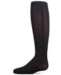 MeMoi Girls Multi-Chevron Drop-Stitch Textured Cotton Blend Sweater Tights