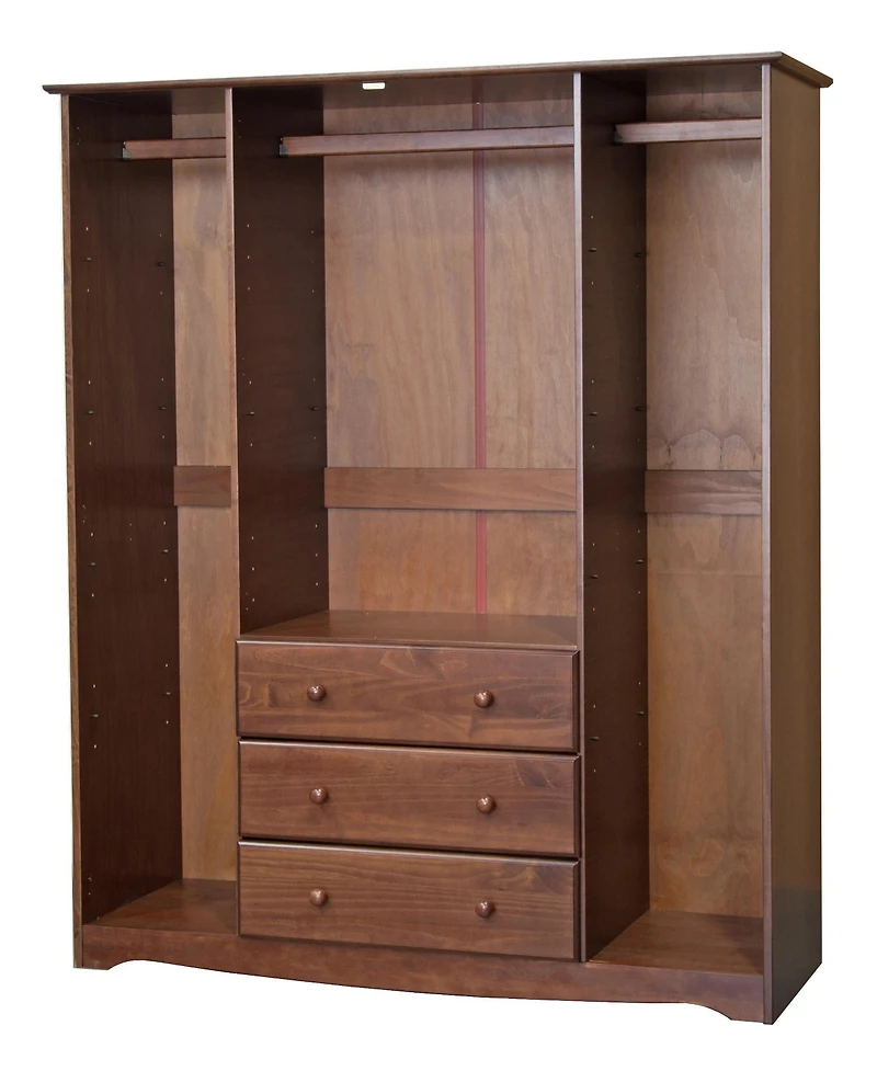 Palace Imports 100% Solid Wood Family 4-Door Wardrobe with Raised Panel Doors