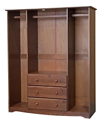 Palace Imports 100% Solid Wood Family 4-Door Wardrobe with Raised Panel Doors