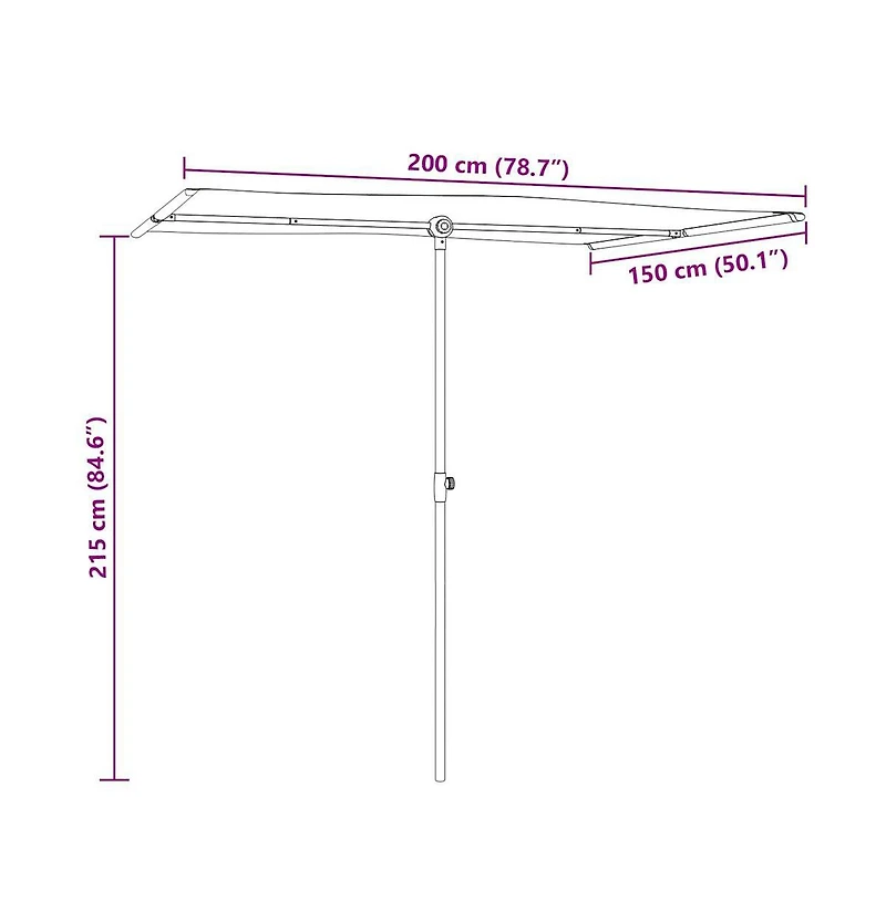 vidaXL Garden Parasol Azure Blue Aluminium, Polyester 6.6 x 4.9 feet
