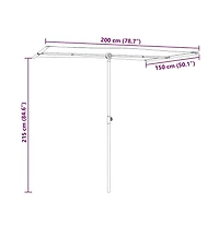 vidaXL Garden Parasol Azure Blue Aluminium, Polyester 6.6 x 4.9 feet