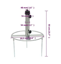 vidaXL Parasol Base with Ground Spikes for Ø1.5"/1.9" Silver Steel