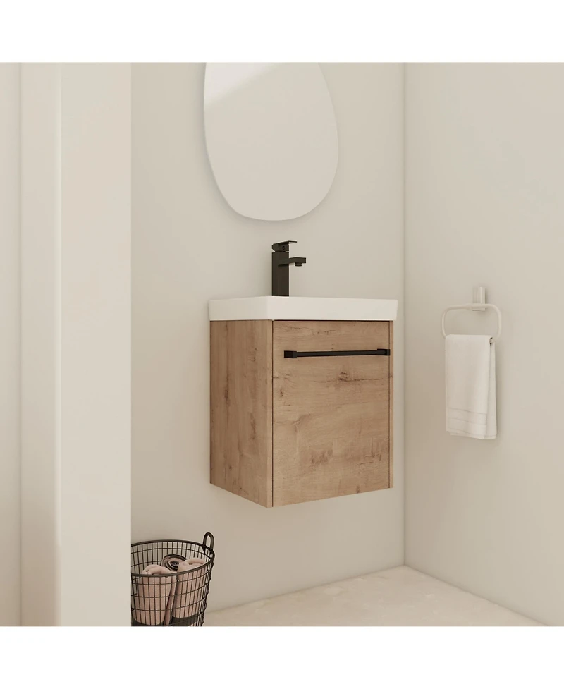Lovmor Floating Wall Mounted Bathroom Vanity with Ceramic Sink SoftClose Cabinet Door For Small Bathroom
