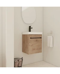 Lovmor Floating Wall Mounted Bathroom Vanity with Ceramic Sink SoftClose Cabinet Door For Small Bathroom