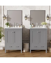 Lovmor Bathroom Vanity with Integrated Undermount Sink Divided Drawer for Versatile Storage