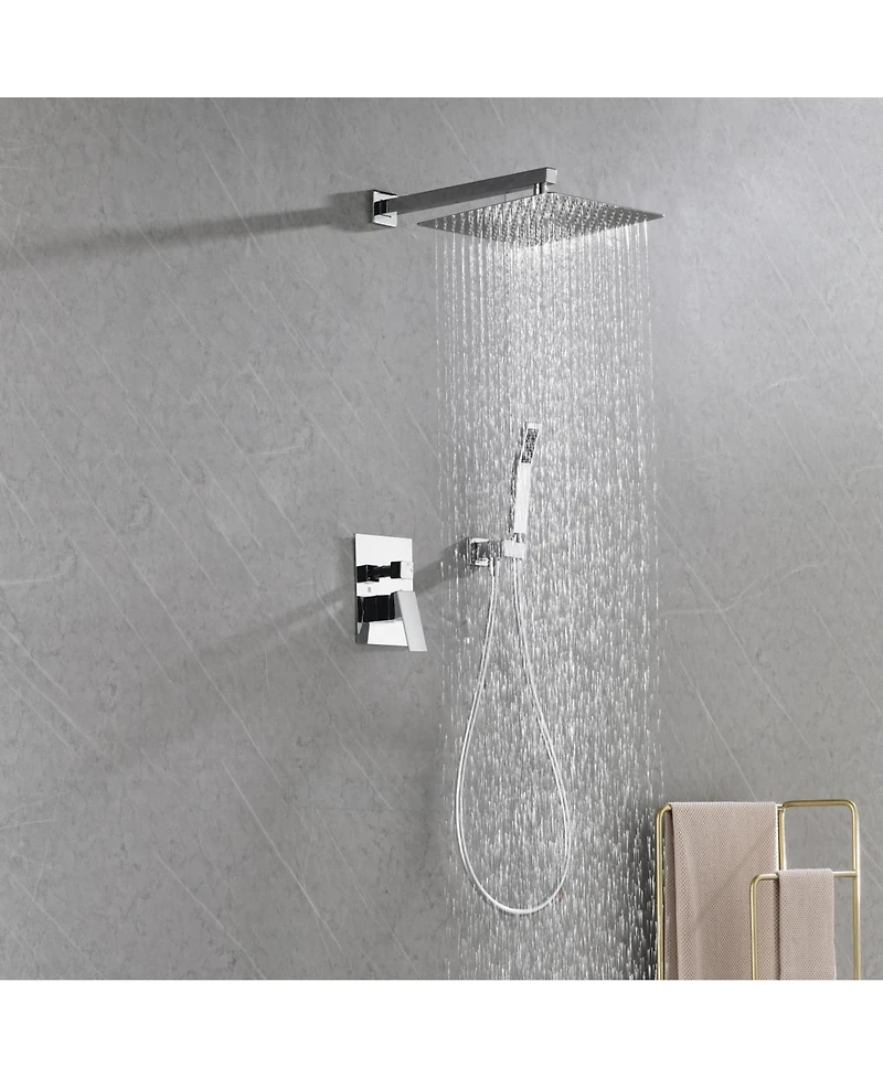 Rainsken Shower Set System Bathroom Luxury Rain Mixer Shower Combo Set Wall Mounted Rainfall Shower Head Faucet