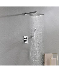 Rainsken Shower Set System Bathroom Luxury Rain Mixer Shower Combo Set Wall Mounted Rainfall Shower Head Faucet