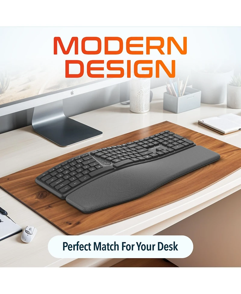 Delton KB250 Ergonomic Wireless Keyboard with Wrist Rest Pad (DKBE250-wb)