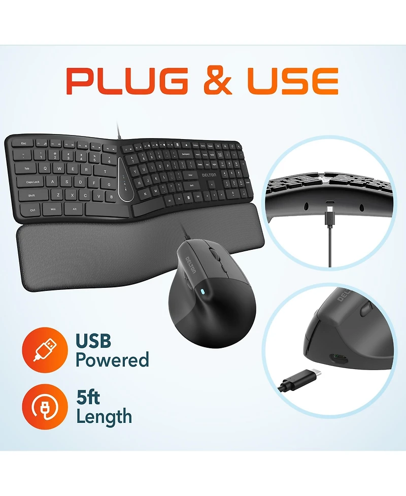 Delton Usb KB250 Ergo Keyboard and S38