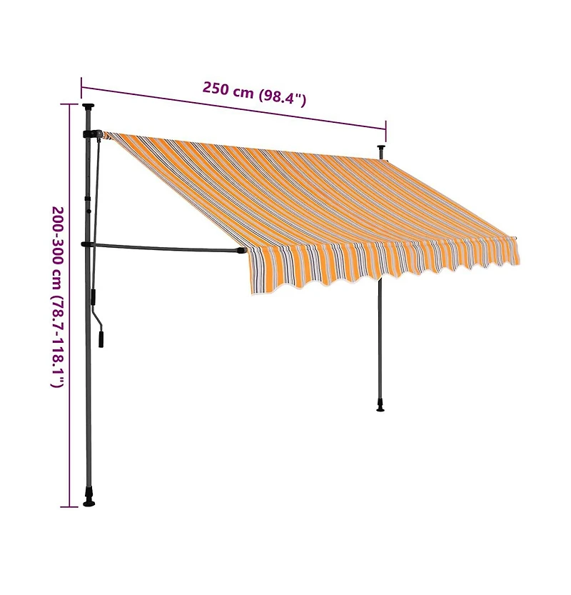 vidaXL Retractable Awning Yellow and Blue Polyester with Pu coating, Steel
