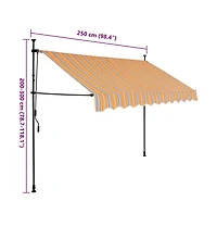 vidaXL Retractable Awning Yellow and Blue Polyester with Pu coating, Steel