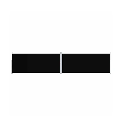 vidaXL Side Awning Black Polyester, Steel, Aluminum Large Retractable