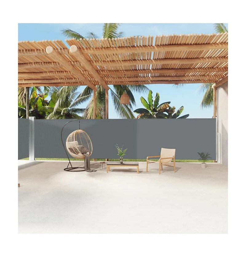 vidaXL Side Awning Anthracite Polyester with Pu coating, Steel, Aluminum