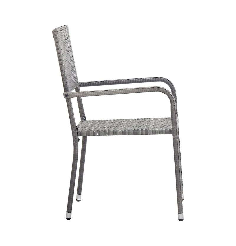 vidaXL Garden Dining Chair Set of 2 Grey Poly Rattan, Steel Standard